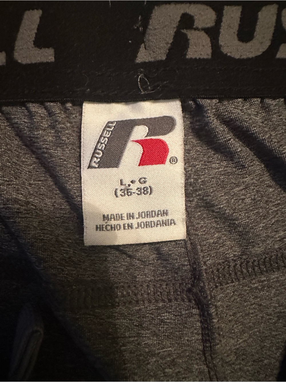 Russell Athletic Gray Sweatpants with Black Waistband and Red Logo